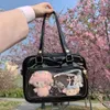 Borse da sera MBTI JK Borsa da donna Lucida Trasparente Fiocco carino Elegante Borsa a tracolla quadrata Lolita Harajuku Studente Moda Pelle Ita