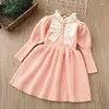 Girl Dresses Toddler Sweater Knitting Dress Fashion Sweet Long Sleeve Pink Princess Girls Chic A-Line Comfort Bow Knitwear