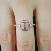 Trouwringen Vrouwelijke Vierkante Ring Set Luxe Rose Gold Filled Crystal Zirkoon Band Belofte Engagement Voor Vrouwen Sieraden Gifts274h