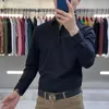 Camisetas para hombre Polo Camiseta Manga larga Otoño Negocios de gama alta Versátil Casual Color sólido Camisa de solapa Tops Kpop Caqui Negro