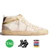 2024 Fashion Women Mens Designer أحذية غير رسمية Mid Star White Black Silver Glitter Pink Suede Leather Canvas Sneakers Vintage Italy Brand Platform Trainers