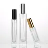 Flacon de parfum 5 ml 10 ml 20 ml 30 ml 50 ml flacon pulvérisateur en verre transparent échantillon flacons en verre portable mini atomiseur de parfum or argent bouchon noir 231019