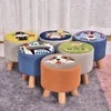 Baby Chairs 28x28cm Countryside Round Wood Stools Washable Taboret Bedroom Makeup Chair Home Furniture Footstool Dining Beach Pouf Ottoman 231019