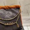 Fransız Kadın Tasarımcı Lambhair 22 Küçük Alışveriş Siyah-Kahverengi Çantalar Altın Metal Donanım Matelasse Zinciri Para Tahul Omuz Çantası Büyük Kapasite Çantası 39x35cm