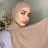 Lenços bolha pesado chiffon hijab com capô elástico corda uso livre estilo hijabs solider cor xales para mulheres muçulmanas turbante pinless