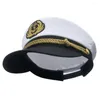 BERETS Fashion Military Cap Hat Flat Top Army Men Kvinnor Kapten Naval Hats Performance Caps Cosplay