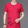 Survêtements pour hommes Lin Coton T-shirt Ensemble Style Chinois À Manches Courtes Pantalon De Sport 2 Pièces Ensembles D'été Hommes Survêtement Costume Solide