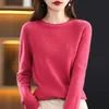 Damen Knits Tees 100 Merinowolle nahtloser Kaschmirpullover Damen Oneckpullover Herbst und Winter gestrickter Boden gedreht 231018