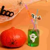 Engångskoppar Straws 5 PC S halm Halloween Pumpkin Plastiska dricker Temdrycker Mjölkverktyg Purpurtecknad film