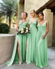 Robe de Soiree Bourgogne Bridesmaid klänningar en linje spandex backless sexig split djup v hals kväll klänningar formell festklänning mint grön guld champagne klänning