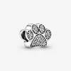 100% 925 Sterling Silver Sparkling Paw Print Charms Fit Original European Charm Armband Women Wedding Engagement Jewelry 272C