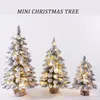 Décorations de Noël Sapin de Noël de table pré-éclairé comprenant de petites lumières LED blanches, base en bois pour table, bureau, ferme, porche, décoration de Noël 231019