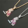 Hip Hop Pendants Jewelry Moissanite rope chain animal Owl Pendants charms necklace Men and Women