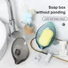 Soap Dishes Household Suction Cup Box for Bathroom Shower Portable Holder Plastic Nonslip Tray Kitchen Accessories 230819