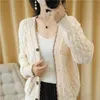 Women's Knits Tees Trendy Lace Mom's Sweater for Middle aged Women Elegant Button Style Tops Jacket Pullover Thin cardigan Jackets 231018