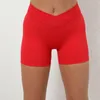 Aktiv shorts solid färg kors midja yoga scrunch bubooty tights kvinnor fitness sport byxor komprimering träning atletisk