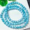 Link Bracelets Natural Larimar Triple Circles Bracelet Fashion Gemstone Crystal Jewelry Bangle For Women Healing Bohemia Holiday Gift 5/6MM