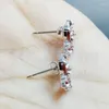 Stud Earrings Natural Garnet Flower Earring 925 Sterling Silver 0.15ct 10pcs Gems For Men Or Women C94304