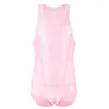 Undershirts Men Leotard Lace Ice Silk Summer Bodysuit Singlet Wrestling Jumpsuit Sexy Lingerie Slip Homme Gay Playsuit Plus Size