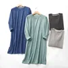 Мужская одежда для сна, утепленная осенняя ночная рубашка, одежда для сна, длинное платье, цельные простые пижамы, зимние большие размеры с рукавами и мужские дома