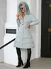 Dames Trenchcoats 2023 Winter Parka's Met Capuchon High Street Lange Mouw Taille Dik Warm Katoen Met Riem Bont Patchwork Jas tops