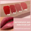 Lip Gloss 4 Colors Matte Velvet Non-Stick Cup Waterproof Long-lasting Liquid Lipstick Cosmetic Sexy Red Glaze Fashion Makeup
