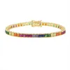 Bracelets de charme Mode Brillant Cz Fine Bracelet Arc-En-Ciel Coloré Carré Tennis Chaîne Magnifique À La Mode Pour Les Femmes 17cm265o