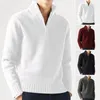 Erkek Sweaters Sonbahar Kış Kalın Örme Sökücü Erkekler Külükler Düz Renk Fermuar Mock Boyun İnce Uygun Örgü Günlük Adam