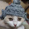 Abbigliamento per cani Cappello da Buddha intrecciato a mano per animali domestici Divertente simpatico gatto Morbido fatto a mano per gatti Pet Cosplay Copricapo felino