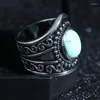 Bagues de cluster rondes cadeaux antiques pour hommes vert zircon couronne intage bague cuivre placage noir géométrique classique bijoux