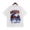 2023 Rhude T-shirt Europe Amérique Hommes T-shirt Rhude Designer Marque Vêtements Col rond Haute qualité Manches courtes Taille américaine S-XXL