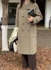 Damen Wollmischungen im koreanischen Stil, niedlich, mit kleinem Revers, Wolljacken, Herbst und Winter, zweireihig, Bürodame, lose lange Damenmäntel 231018