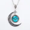 Chaîne en argent Triple lune déesse pendentif noir Wiccan bijoux lune déesse collier verre dôme pentagramme ras du cou colliers femmes273e