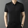 Chemises décontractées pour hommes Haut de gamme Soyeux Lisse pour hommes Manches courtes Business Summer Qualité Confortable Glacé Cool Boutique Camisas de Hombre
