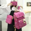 学校のバッグプレッピースタイルベアラップトップバックパックスタープリント女子授乳学生バッグ3セットティーンエイジャー