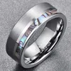 Wedding Rings 8mm Natual Abalone Shell Tungsten Carbide Ring Silver Color Matte Surface Promise Jewelry Engagement Men Anillos1312w