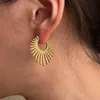 Boucles d'oreilles cerceau Huggie Spike Sun pour femmes, ligne dorée géométrique Unique, Cool, bijoux Streetwear JewelryHoop226Q