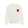 AmisSweater Paris Moda Uomo Designer Maglione lavorato a maglia Ricamato Cuore rosso Tinta unita Big Love Girocollo Manica corta una maglietta per uomo R6h4
