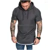 Mens Hoodies Verão Elegante Casual Hoodie Lace Up Camisa Branca Com Capuz Manga Curta Slim Tops Sport Wear Plus Size Solid Drop Delivery