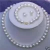 Set di orecchini con bracciale con collana di perle d'acqua dolce coltivate bianche da 8-9 mm317E