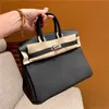 Designer All Handbag Manual Wax Thread Sying SBAG25/30 Äkta läderväska Togo Elephant Grey Gold Brown Epsom Emy8