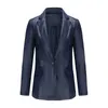 Women's Leather Red Small Suit Autumn Long Sleeved Slim Fitting Soft Female Single Button Commuting Casual Solid Jacket