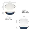 Baking Moulds Golden Side Baking Tray Rectangle Oval Ceramic Glaze Bakvormen Dishes Bake Pan Barbecue Salad Plate Oven Kitchen Bableware 231018