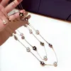 Lange Luxus Kleine Kette Perlenkette Für Frauen Kamelie Doppelschicht Collane Lunghe Donna Blumen Maxi Party Geschenk Ketten286l