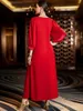 Ubranie etniczne 2023 Kobiety ręcznie wykonane koraliki Abaya sukienka vintage czerwone vestidos Dubai Islamski wieczór imprez