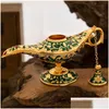 Doftlampor Fairy Tale Magic Lamp Vintage Censer Creative Metal Aroma Burner MTI Color rökelsebrännare 35x12x18.5cm EEA385 Drop Dhavd