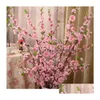 Couronnes de fleurs décoratives artificielles cerisier printemps prune fleur de pêcher branche arbre de fleur de soie pour la décoration de fête de mariage blanc re Dhzgj