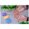 Savons Savon pour les mains Compact Camp de voyage Portable Anti-bactérien Film de papier propre avec mini étui Maison Jardin Bain Salle de bain Acce Dhwtf