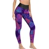 Pantalon actif Leggings à fleurs tropicales feuilles vertes personnalisé Yoga taille haute Fitness femmes rétro collants de sport sans couture