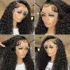 250% de 40 polegadas de onda profunda de cabelos humanos perucas brasileiras soltas Curly 13x4 Lace Frontal Guleless Wig para mulheres Cosplay sintéticas